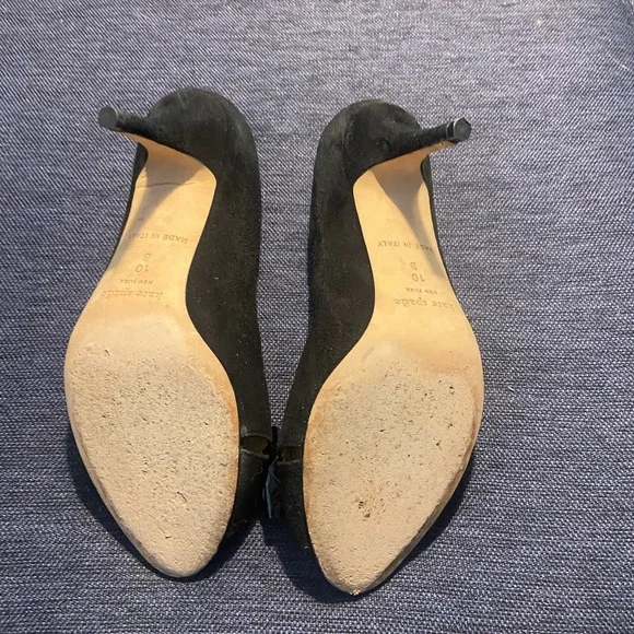 Kate Spade Black Peep-Toe Susan Heels with Bow 10B - Picture 4 of 5
